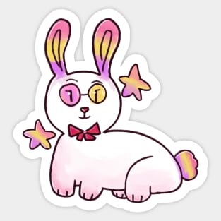 Cute Pink Bunny With Stars Sticker